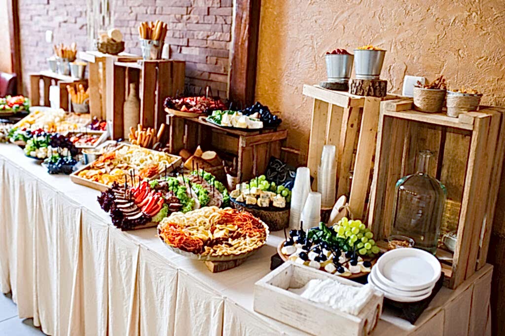 Wedding shower snack table for many guests